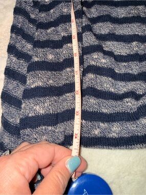 Free People Navy and Heather Gray Striped Knit Pullover